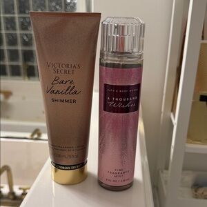 Victoria secret lotion and bath and body works body